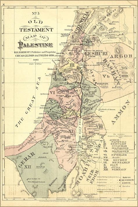 24x36 Poster Old Testament Map Palestine Israel Holy Land 1881