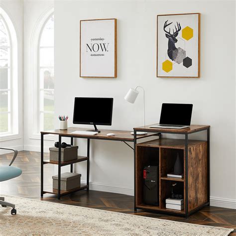 Home Office Computer Desk With Storage Shelf Cpu Storage Space And