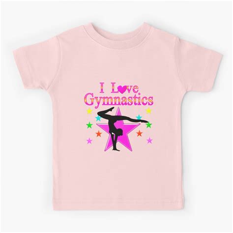 Pretty Pink Star Gymnastics Design Kids T Shirt By Jlporiginals
