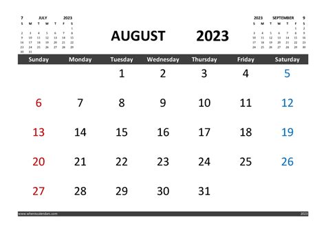 Free August 2023 Calendar Printable With Holidays