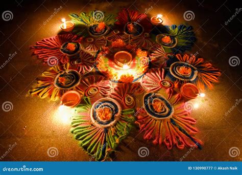 Deepawali Or Deepavali Diwali Rangoli Diyas Festival In India Stock