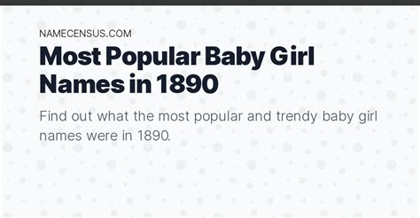 What Were The Most Popular Baby Girl Names In 1890