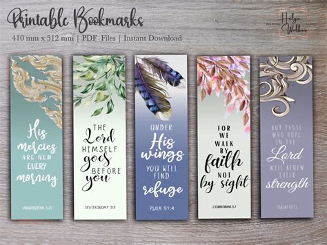 Printable Bible Verses Bookmarks Set Of 5 Size 410mm X Etsy