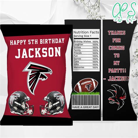 Printable Atlanta Falcons Birthday Chip Bags Instant Download Custompartyshirts Studio
