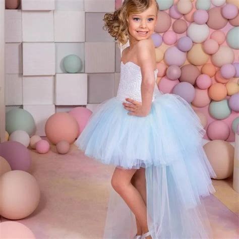 Buy Lace Strapless Puffy Peplum Flower Girl Dresses 2017 Off The Shoulder