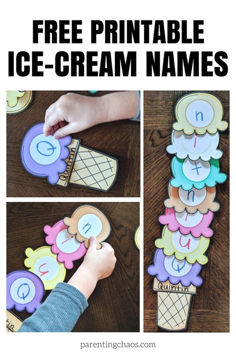 Q1.can you put this tasty image in the correct order? Ice-Cream Scoops Name Printable for Kids | Ice cream crafts