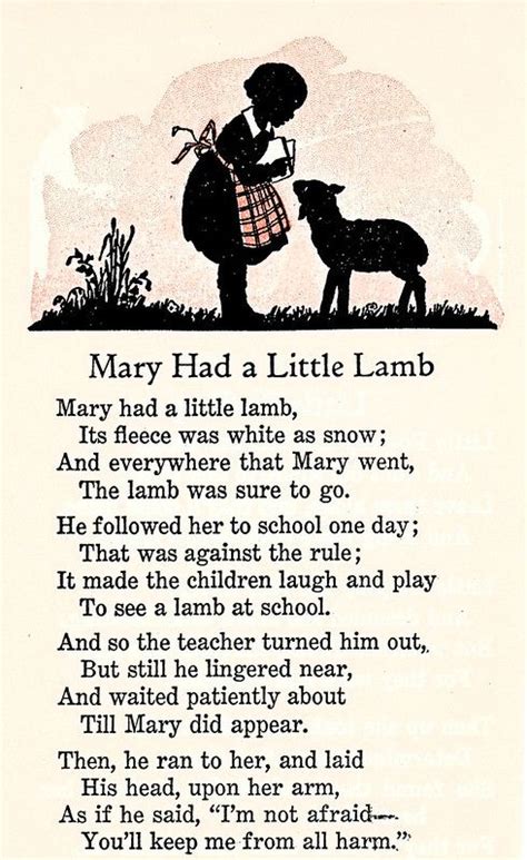 Mary Had A Little Lamb Nursery Rhymes Poems Old Nursery Rhymes