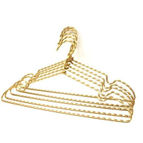 16″ Satin Golden Twist Wire Adult Clothes Hanger 60pslot Koobay Home