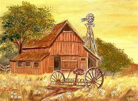 Celebration barn provides a rustic and peaceful setting for weddings, receptions and business functions in the rolling hills south of des moines. Barn - Windmill - Old Rake Painting by Kenneth LePoidevin