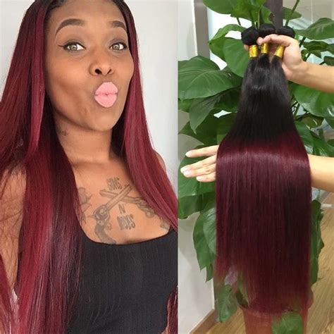 Buy Ombre Brazilian Hair 1bwine Red Color Brazilian