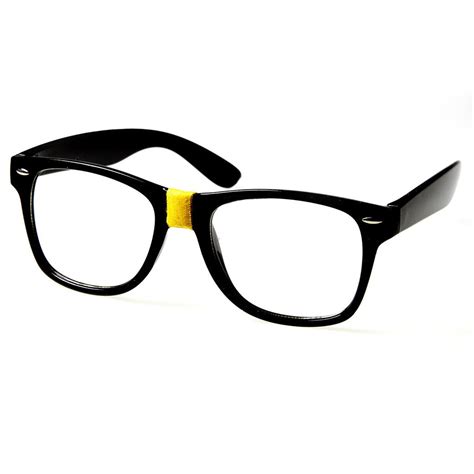 Retro Nerd Geek Color Tape Clear Lens Wayfarer Glasses