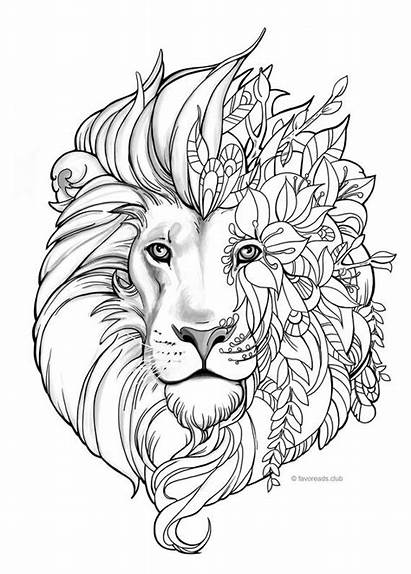 Coloring Lion Adult Printable Fantasy