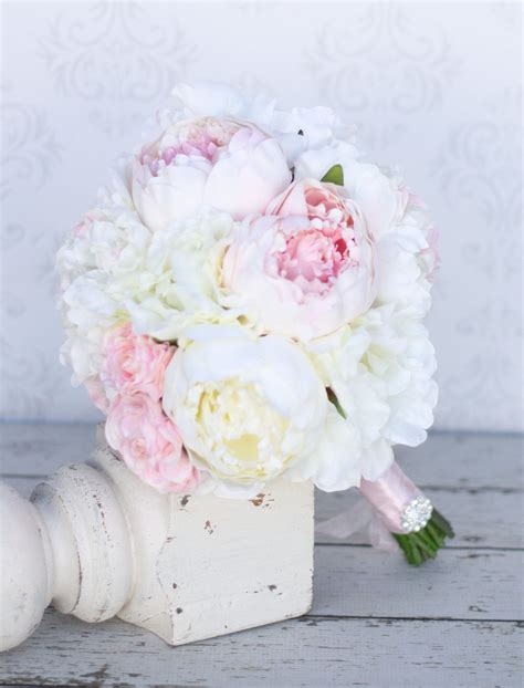 Silk Bride Bouquet Peony Peonies Shabby Chic Vintage Inspired Rustic
