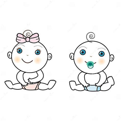 Vector Of Baby Girl And Baby Boy Stock Illustration Illustration Of