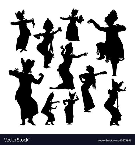 Balinese Dancer Silhouettes Royalty Free Vector Image