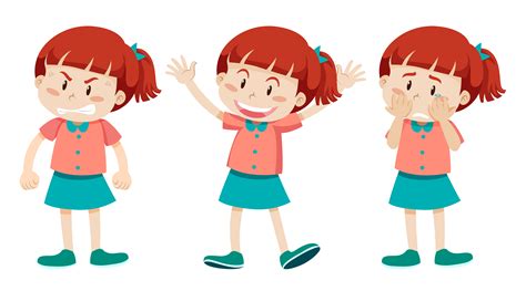 Girl With Three Different Emotions 448547 Vector Art At Vecteezy