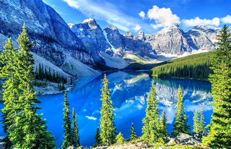 Wenkchemna Peaks And Moraine Lake Banff Canada Jigsaw Puzzle In Great