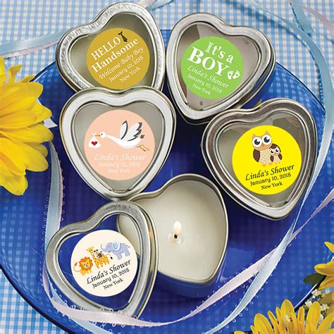Just add a child's name and see their magical story come to life. Baby Boy Shower Favors Heart Candle Scented - FREE Assembly