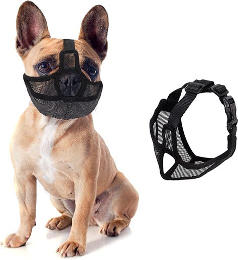 Fuzilin Short Snout Dog Muzzleadjustable Bulldog Mask Breathable Mesh