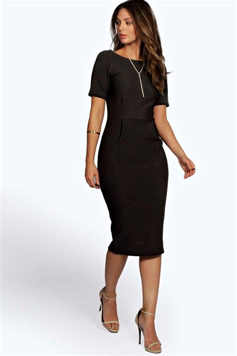 Boohoo Womens Felicity Textured Formal Midi Dress Ebay