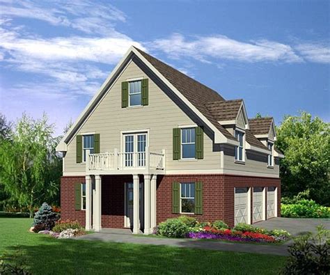 Each side has a covered door accessing the. Cottage Style 3 Car Garage Apartment Plan Number 80251 ...