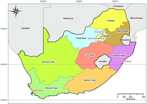 Závislý Chemie Sníst večeři map of south africa with major cities Přestaňte to vědět Vlašský