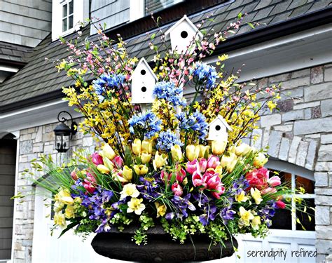 Serendipity Refined Blog Spring Urn Planter Tulips Forsythiaand