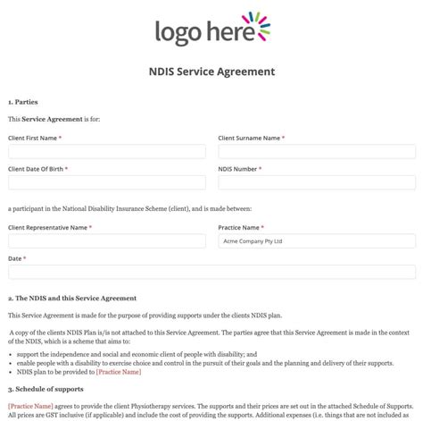 Ndis Service Agreement Template Wonderful Templates