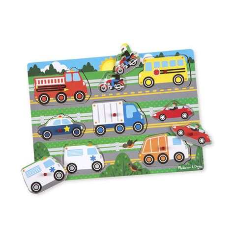 Buy Melissa And Doug Vehicles Peg Puzzle 8 Pieces At Mighty Ape Nz