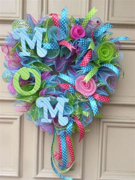 Mothers Day “m O M” Deco Mesh Door Wreath Hand Designed “one Of