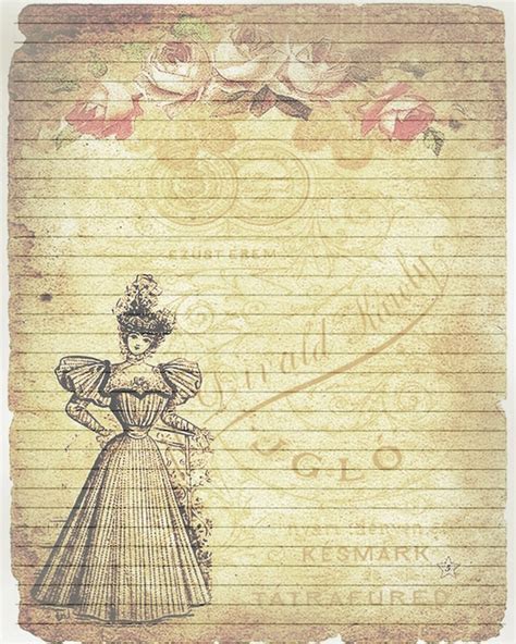 Printable Journal Page Vintage Woman Lined Digital | Etsy