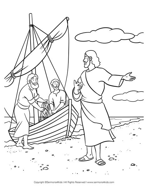 Jesus Calls Fishers Of People Coloring Page Sermons4k