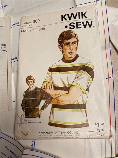 Kwik Sew 309 Mens T Shirt Pattern Etsy Tshirt Pattern Shirt