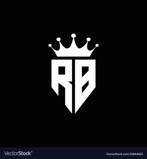 Rb Logo Monogram Emblem Style With Crown Shape Vector Image