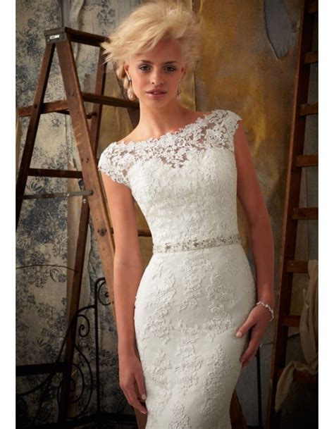 Stylish Short Lace Ivory Wedding Dresses Cherry Marry