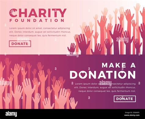 Modern Vector Website Banner Templates With Charity Objects Card For