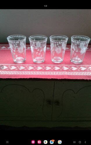 Set Of 4 Williams Sonoma Vintage Etched Glassware Tumblers Used Once Ebay