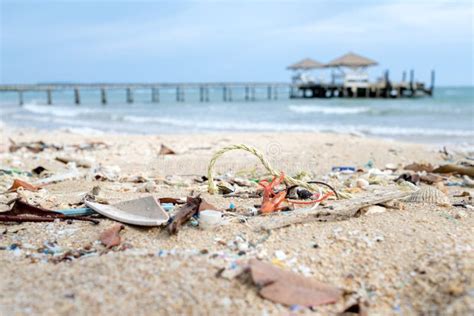 Beach In Thailand Ruined By Heavy Plastic Pollution Stock Image Image