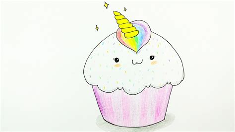 Unicorn Cute Cupcake Kawaii Drawings Easy Rectangle Circle