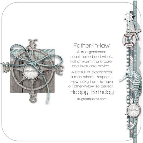 Father-In-Law birthday wishes to write in a birthday card Thank you for being a second father to me.