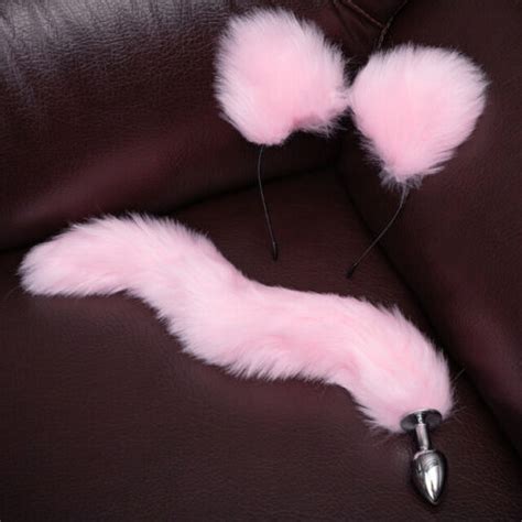 Cute Tail Anal Plug Cat Ears Headbands Set Adult Games Metal Butt Plug