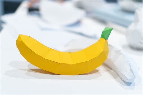 Diy Papercraft Banana 3d Paper Model Craft Origami Fruit Etsy