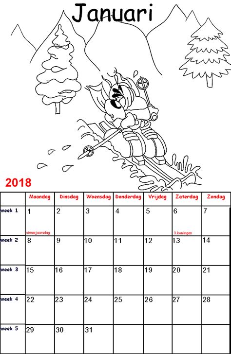 Deze oktober 2018 kalender is altijd handig om bijvoorbeeld te zien wanneer je vakantie hebt. Kleurplaten voor kinderen: Diddl Kalender 2018