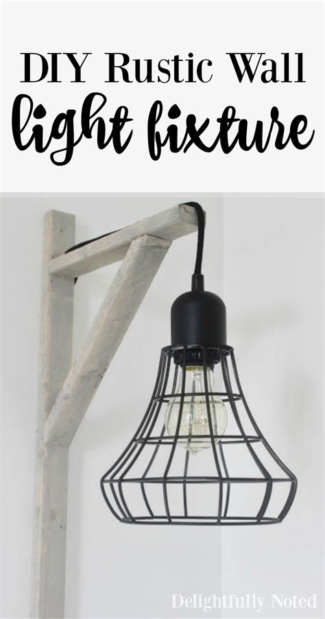 Making the new light fixture for our laundry room inspired me to see what other kind of light fixtures have been created. DIY Rustic Wall Light Fixture | Delightfully Noted