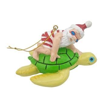 Santa Riding A Turtle Ornament In 2020 Turtle Ornament Hanging