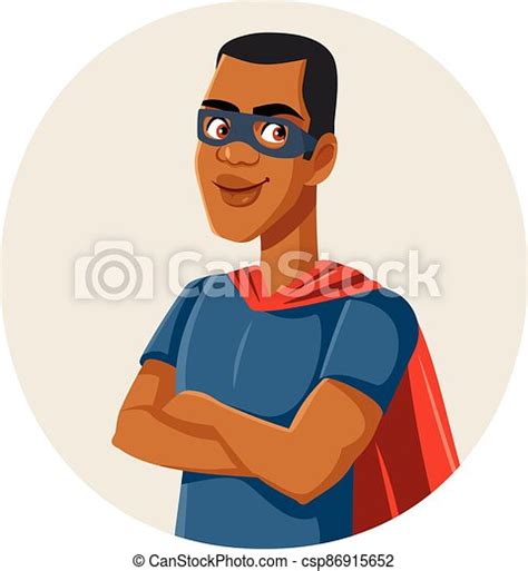 African Male Superhero Wearing Cape And A Mask Illustration Of A