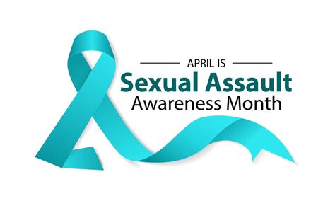 Sexual Assault Awareness Month Concept Banner With Teal Ribbon Vector