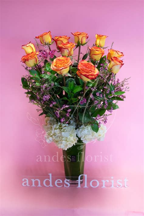 Amber Dozen Long Stem High Magic Roses In Torrance Ca Andes Florist