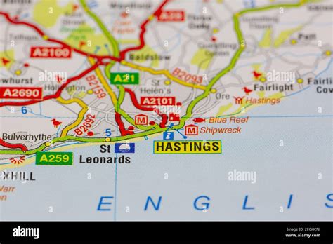 Hastings Y Alrededores Mostrados En Un Mapa De Carreteras O Mapa