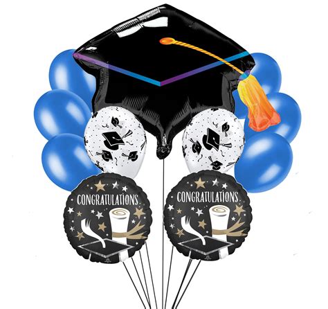 Formal Congratulations Graduate Caps Bouquet 11pc Balloon Pack Blue